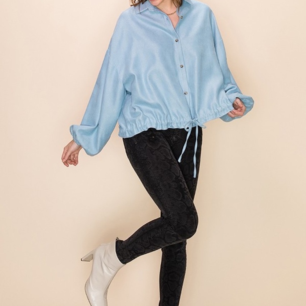 BUTTON DOWN LONG SLEEVE TIE BOTTOM SHIRT